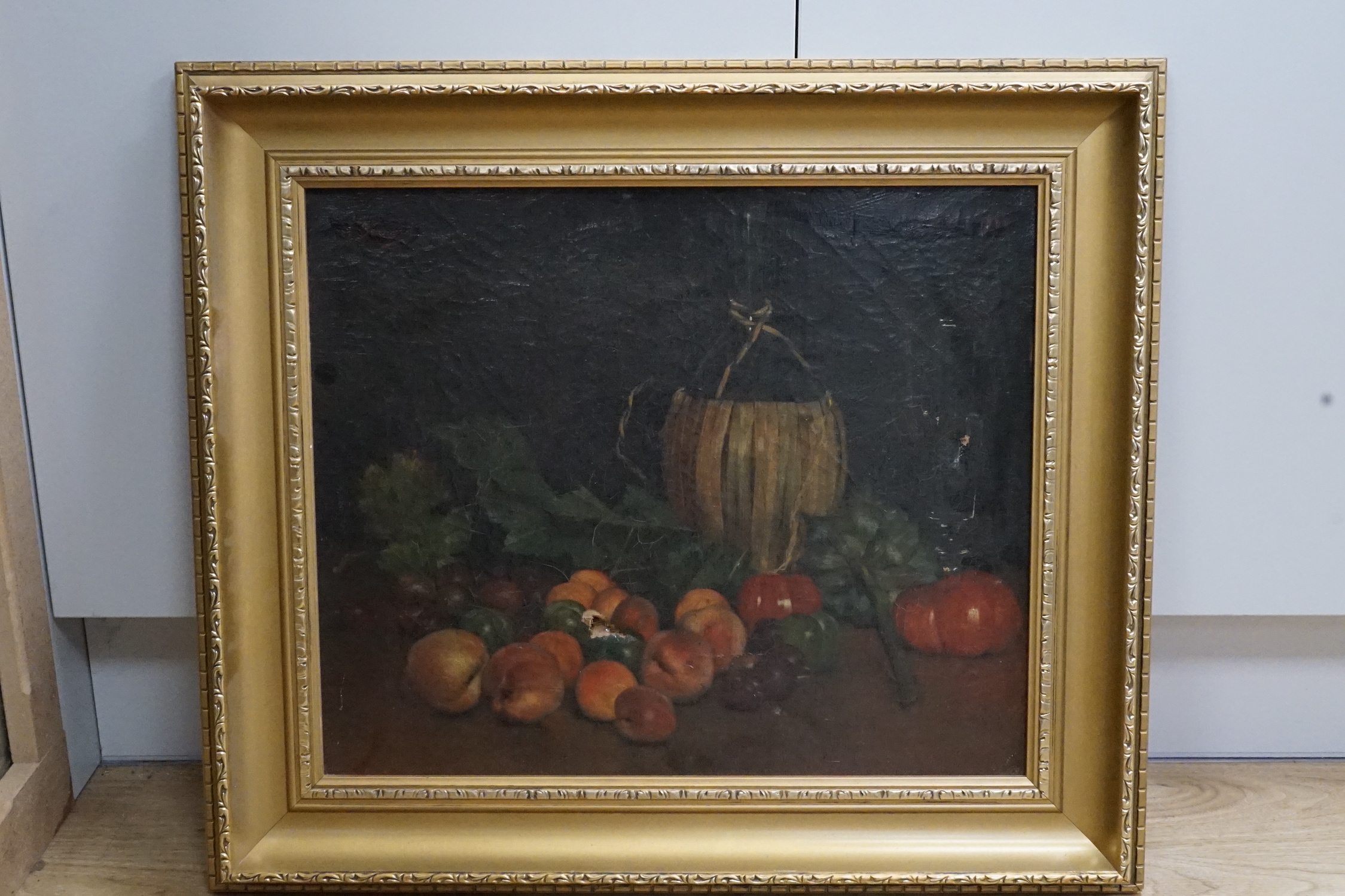 J. Bernard (19th century, French), oil on canvas, Still life of fruit, signed, dated and inscribed, 37 x 45cm
